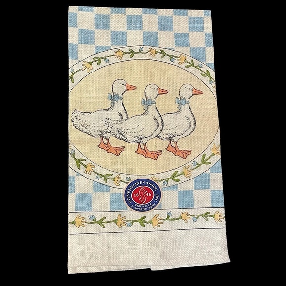 vintage stevens hand towel white duck linen boho retro tea towel kitchen cottage - Picture 1 of 9